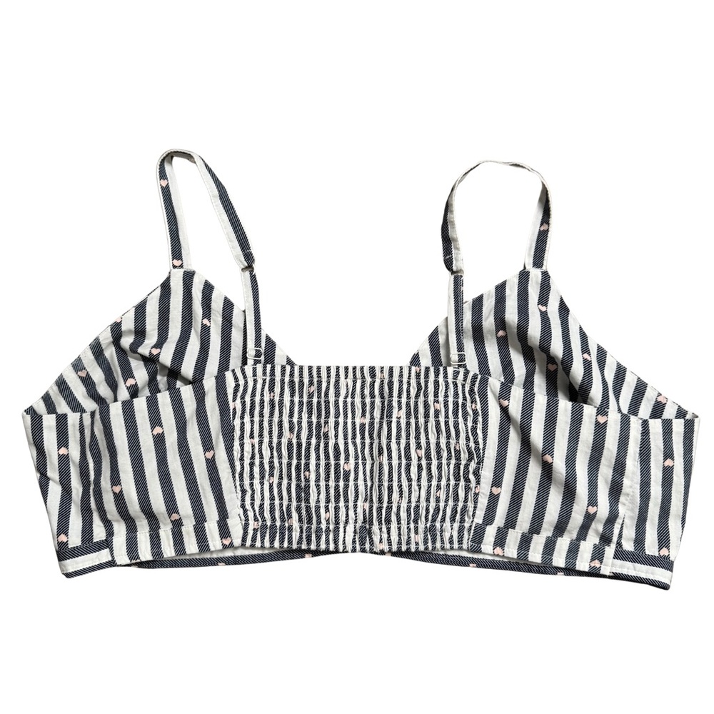 Old Navy Striped Mocked Cross-Front Poplin Bralette Pink Hearts Valentine’s Day - Picture 7 of 10